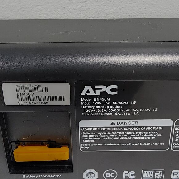 APC Back-UPS 450 BN450M 120V 6A 450VA 255W 6-Outlet Surge Protector NO BATTERY - Picture 5 of 8
